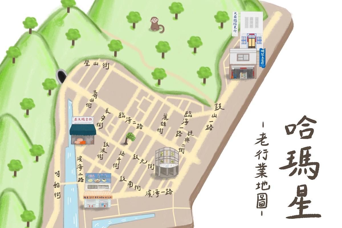 Students compile a map of old shops in Sizihwan and record their stories in Taiwanese